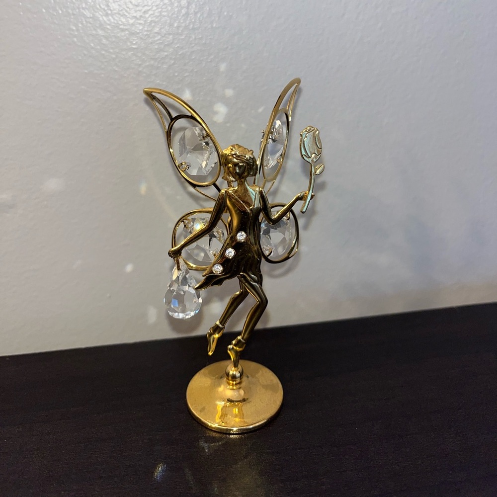 Swarovski Crystal Gold-Plated Fairy Holding Rose